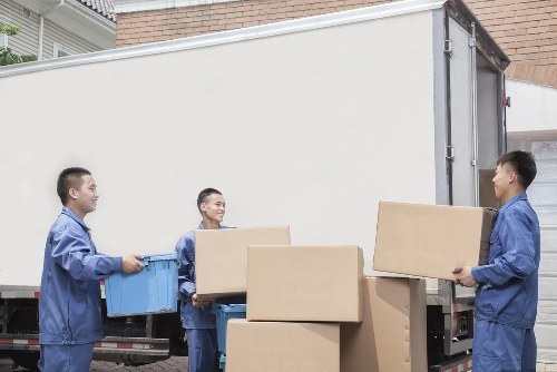 Office furniture and boxes prepared for a local Streatham business move