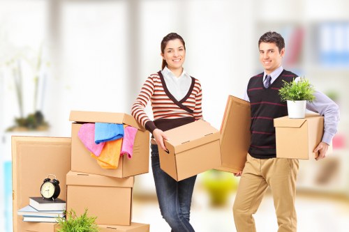 Removal boxes and packing materials prepared for a home move in Streatham