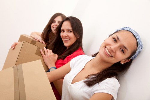 Boxes and furniture arranged for student removals in Streatham