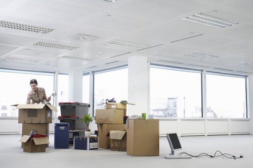 Professional packing and labelled office contents prepared for a Streatham business move