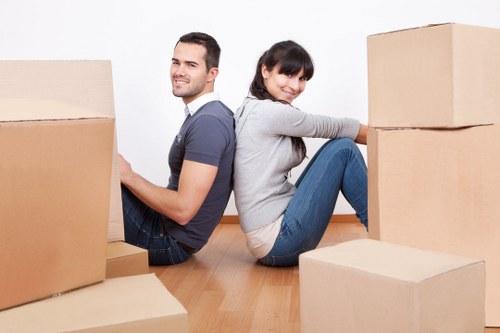 Packed boxes and furniture ready for local removals